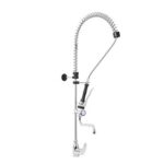 Gruppo Doccia Prelavaggio Monoforo Miscelatore con Canna Girevole, Maniglia Rotonda e Doccetta Premium - P0101020114