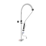 Gruppo Doccia Prelavaggio Monoforo con Canna a Metà Asta e Maniglie Rotonde