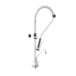 Gruppo Doccia Prelavaggio Monoforo con Canna "C" Ø18x300mm e Maniglie Rotonde