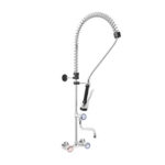 Gruppo Doccia Prelavaggio Biforo a Muro con Canna Girevole e Maniglie Rotonde, Interasse 150mm