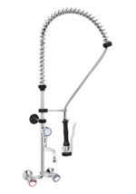 Gruppo Doccia Prelavaggio Biforo a Muro con Canna Girevole e Maniglie Rotonde, Interasse 150mm - immagine 2