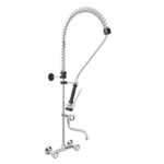 Gruppo Doccia Prelavaggio Biforo a Muro con Canna Girevole e Maniglie Rotonde, Interasse 203.20mm