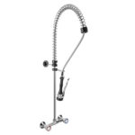 Gruppo Doccia Prelavaggio Biforo a Muro con Maniglie Rotonde, Interasse 203.20mm