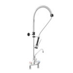 Gruppo Doccia Prelavaggio Biforo con Canna "C" Ø18x250mm e Maniglie Rotonde, Interasse Fisso 155mm