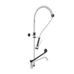 Miscelatore Monoforo con Doccia Prelavaggio, Canna Girevole Ø20x250 mm e Leva Clinica