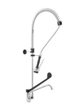 Miscelatore Monoforo con Doccia Prelavaggio, Canna Girevole Ø20x250 mm e Leva Clinica