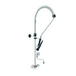Gruppo Doccia Prelavaggio Monoforo con Canna a Metà Asta, Maniglie Rotonde e Doccetta Basic