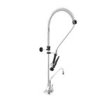 Gruppo Doccia Prelavaggio Monoforo con Canna 'C' Ø18x300 mm, Maniglie Rotonde e Doccetta Basic