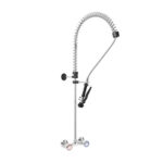 Gruppo Doccia Prelavaggio Biforo a Muro con Maniglie Rotonde e Doccetta Basic