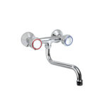 Rubinetto Biforo a Muro con Canna Girevole 'S' Ø18x300 mm e Maniglie Rotonde