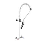 Gruppo Doccia Prelavaggio Biforo a Muro con Maniglie Rotonde e Doccetta Basic