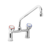 Rubinetto Biforo con Canna Girevole 'C' Ø18x300 mm e Maniglie Rotonde