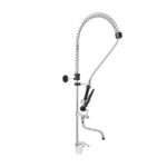 Gruppo Doccia Prelavaggio Monoforo con Miscelatore, Canna Girevole a Metà Asta, Leva Corta Cromata e Doccetta Basic