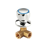 Rubinetto d'Arresto ad Angolo DX 1/2" con Maniglia Rotonda Blu