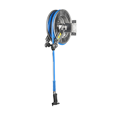 Gruppo di Lavaggio con Avvolgitubo Acciaio Inox AISI 304 (10m), Pistola Nito e Tubo Alimentare Certificato